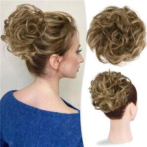 Large Messy Bun Hair Piece 100% Human Hair Layered Wavy Curly Hair Buns